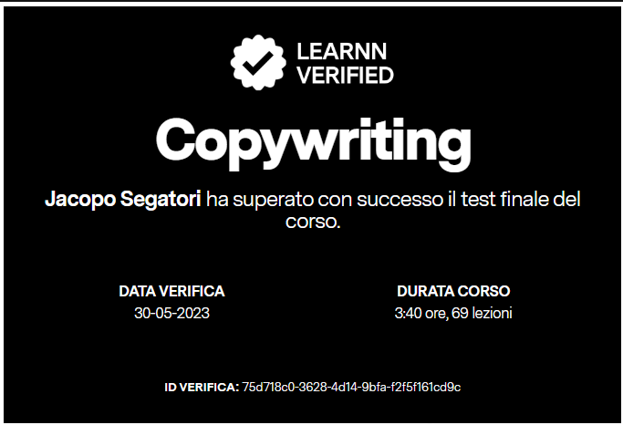 Certificazione Copywriting - Aziendale